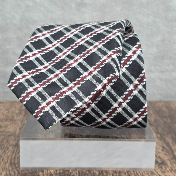 Egara Neck Tie 100% Silk Black Red White Plaid Grey Floral Designer Unique Gift - Picture 3 of 12